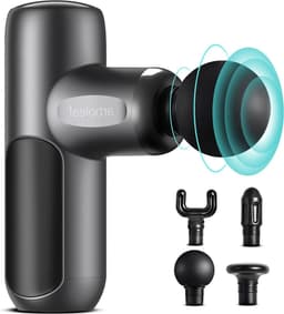 Mini Massage Gun - Spier Massager - Spierherstel Bevorderen - 5 Snelheden Laag Geluid - 4 Massagekoppen - Zwart — thumbnail 1