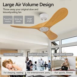 Re-purelife® Koel Zomer Collectie Plafondventilator 107×107×38 cm - Zonder Verlichting met Afstandsbediening, 6 Snelheden, Omkeerbare Gelijkstroommotor en 3 ABS-Bladen - Wit/Naturel voor Slaapkamer en Eetkamer - winter- en zomerfuncties — thumbnail 5