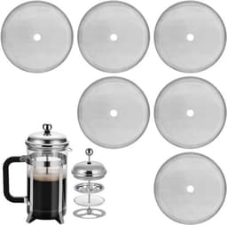 6 stuks vervangende filter-mesh-schermen voor cafetière, herbruikbaar RVS French press-filter voor 8 kopjes koffie, ideaal voor 1000 ml koffiezetapparaten — thumbnail 1