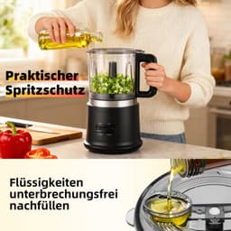 Foodprocessor 400W – 2 Snelheden en Pulsefunctie – 4 RVS Messen – 0,95L Mengkom met Garde — thumbnail 4