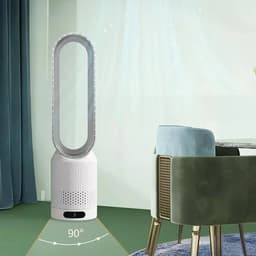 Jently ventilator - bladloze ventilator - lucht-torenventilator - staande ventilator - koelende lucht - 20 inch - met afstandsbediening - zilver — thumbnail 4