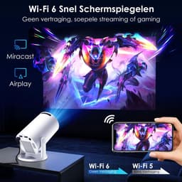 SnelShoppen - Mini Beamer 1080P Full HD, Geüpdatet Mei 2026, WiFi 6, Bluetooth 5.4, 180° Draaibaar, Compatibel met iOS/Android/TV Stick, Perfect voor — thumbnail 5