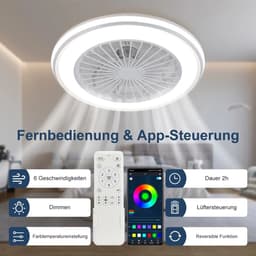 Vhr Plafondventilator met Verlichting - Dimbaar - 6 Snelheden - Afstandsbediening/App Besturing - Slaapkamer en Woonkamer — thumbnail 5