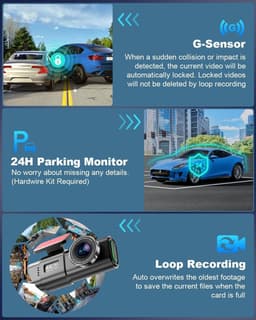 Dashcam voor auto - Zwart - Voor en Achter - 4K + 1080P Wifi Dashboardcamera met Nachtzicht en 64GB SD-kaart - Universeel — thumbnail 5