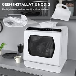 Mini Vaatwasser voor 4 Couverts – 5L Watertank – 6 Programma’s – Zonder Vaste Wateraansluiting – Warmeluchtdroging – Wit — thumbnail 5