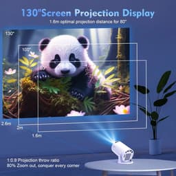 Zerova Pro Mini Projector - Beamer - 8K Ondersteuning Android en Apple - 14 Wifi 6 Bluetooth 5.4 720P HD Beamer - 290 ANSI Lumen — thumbnail 3
