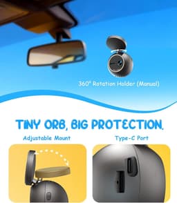 Thijox - Dashcam 2K met Spraakbesturing, Mini-Kogelfrontcamera, 360° Draaibare Houder, 32 GB SD-kaart, Wifi & App, G-sensor, NightEagle Engine, 24-uur — thumbnail 5