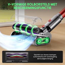 Hiaonyx steelstofzuiger - 9-in-1 steelstofzuiger draadloos - 75000pa - Met dierenborstel - LED Groene Stofdetectielamp - Geschikt voor Tapijten - Harde Vloeren en Dierenharen - 2-liter stofopvangbox - Goudkleurig — thumbnail 5
