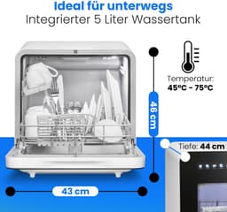 Bomann TSG 5702 - Mini vaatwasser - met en zonder wateraansluiting te gebruiken - 5 Liter reservoir - Energieklasse C — thumbnail 3