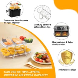 Grote heteluchtfriteuse, accessoires voor Ninja Foodi Max Dual Zone AF400EU, 9,5 l, airfryerrek/rooster, Af400eu accessoires, grillrooster/manden voor Ninja heteluchtfriteuse, 304 gecoat — thumbnail 2