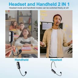 Draadloze microfoon headset met 2 in 1 functie en lange afstandsbereik — thumbnail 5