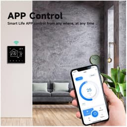Slimme Thermostaat - Wifi Thermostaat Kamerthermostaat - Verwarming Regelen - Touchscreen Display - 60 mm - Zwart — thumbnail 3