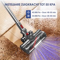 Hiazurm Steelstofzuiger Draadloos - 55000 Pa - LED-display - 55 min Gebruikstijd - 1,8L - 8-in-1 - 4 HEPA-filters - voor tapijt & harde vloeren - Zilver — thumbnail 2