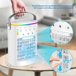4-in-1 draagbare airconditioner - Met afstandsbediening - Draagbare luchtkoeler voor de slaapkamer (zonder flexibele slang) - Mini-airconditioner - Ventilator - Airconditioner - Luchtkoeler (drie standen) — thumbnail 4