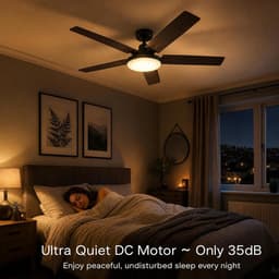Stille plafondventilator met ledverlichting – 107 cm – 5 omkeerbare bladen – dimbare ledlamp van 18 W – 6 snelheden – zomer-/wintermodus – timer, geheugen, afstandsbediening – ideaal voor de woonkamer en de slaapkamer — thumbnail 3