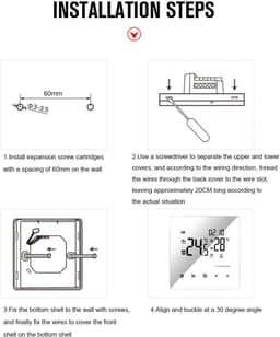 Digitale Thermostaat - Programmeerbare Regelaar - Vloerverwarming Instellen - LCD Weergave - 89 x 86 mm - Wit — thumbnail 4