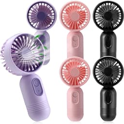 Set van 6 mini draagbare ventilatoren, schattig en lichtgewicht, compact en draagbaar, 3 windsnelheden, USB oplaadbaar, unisex, geschikt voor binnen- en buitengebruik, make-up en op reis (zwart, roze, paars). — thumbnail 1