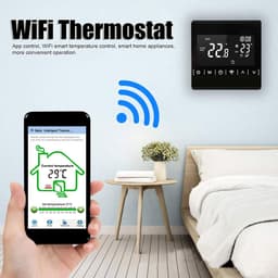 Slimme Thermostaat - Temperatuurregelaar - Vloerverwarming Regelen - App & Spraakbesturing - 85x85 mm - Zwart — thumbnail 3