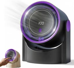 USB‑oplaadbare bladloze bureauventilator, 100 snelheden digitaal display, 12‑uurs batterij, zwart — thumbnail 1