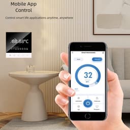 Slimme Thermostaat - Temperatuurregelaar Boiler - Energie Besparen - App Bediening - 86x86mm - Zwart — thumbnail 4