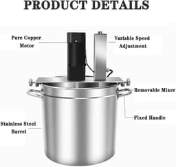 Keukenmixer Automatisch - Roerpan Mixer - Sausen Maken - Dubbellaags Roerbladen - 15 Liter - Zilver — thumbnail 5