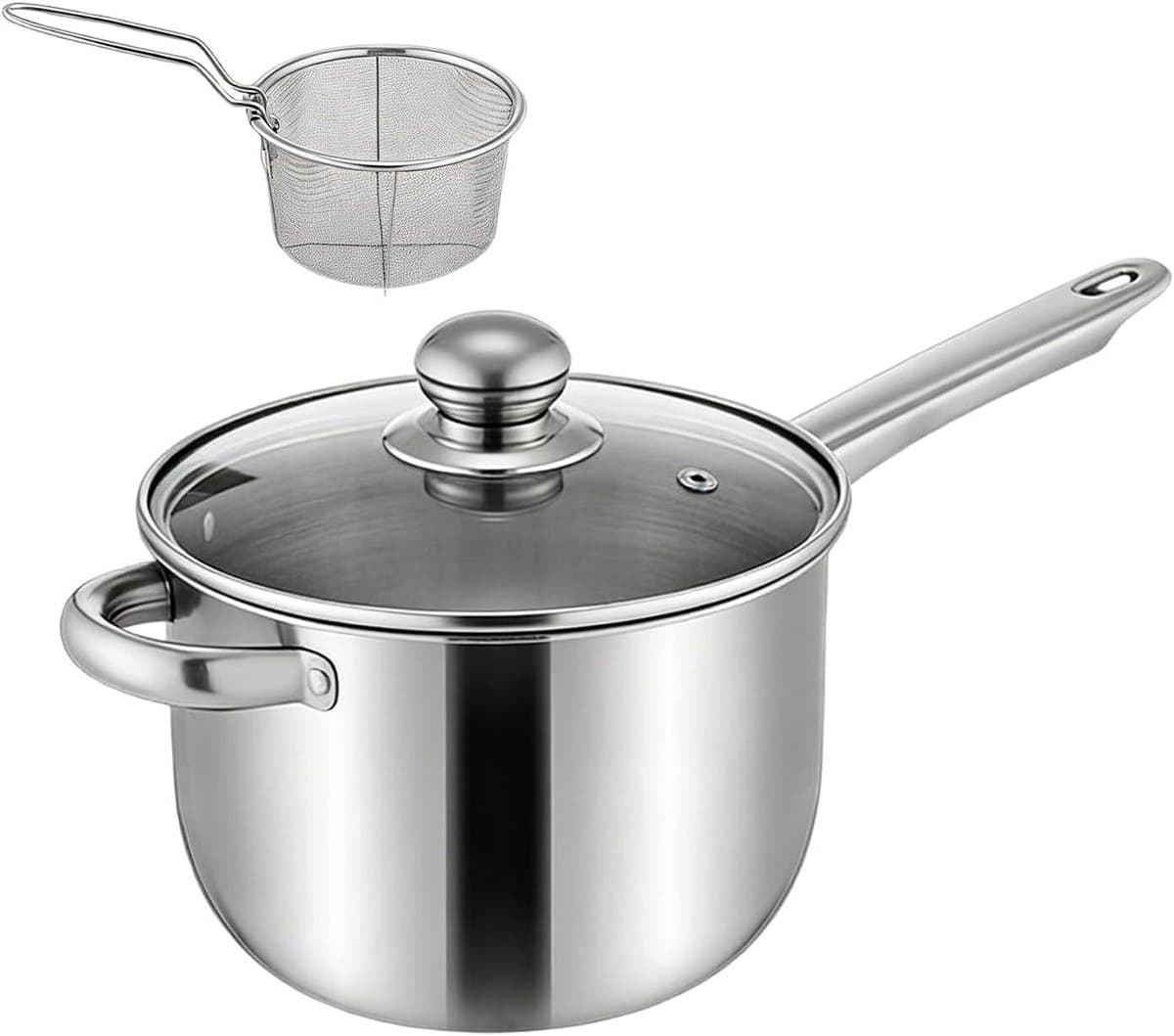 Mini Friteuse - Friteuse met mand - Thuis koken - Roestvrij staal - 38x19.5x13cm - Zilver — afbeelding 1