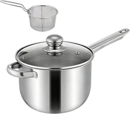 Mini Friteuse - Friteuse met mand - Thuis koken - Roestvrij staal - 38x19.5x13cm - Zilver — thumbnail 1