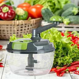 Handmatige Keukenmachine - Trekkoord Hakmolen - Snel Ingrediënten Snijden - Afneembare Vaatwasmachinebestendige Onderdelen - 20 cm - Grijs — thumbnail 2
