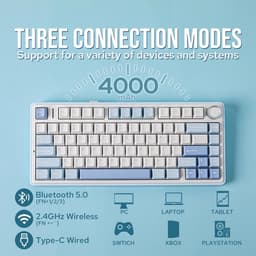 AULA F75 - Draadloze Gaming Toetsenbord - Mechanisch - Gasket - Hot Swap - QWERTY Toetsenborden - Tri mode - 80 Keys - Gletsjer Blauw — thumbnail 4