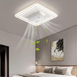 Plafondventilator - Bladloos - 6 Standen - Ventilator - Dimbaar Met Afstandsbediening - Wit - 64 cm - Bladloze Plafondventilator - Moderne lamp - Plafonniere — thumbnail 1