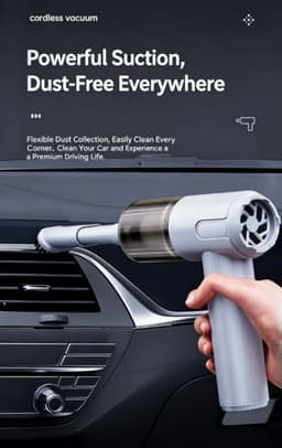 4-in-1 draadloze handstofzuiger voor de auto, krachtige draagbare stofzuiger met 6500 Pa zuigkracht, 200 W mini-autostofzuiger met ledverlichting, oplaadbare handstofzuiger met snelladen (Type-C) voor auto, huis, kantoor, dierenharen en stof. — thumbnail 5