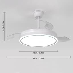 3 Blad Plafondventilator - LED Ventilator - Smart Lamp - 6 Snelheden - Bedienbaar Met Afstandsbediening & APP - 121 cm - Wit - Plafondventilatorlamp — thumbnail 5