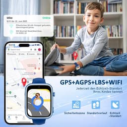 FOSMET 4G Smartwatch Kinderen - KidsWatch - Kinder Smartwatch - GPS Horloge Kind - SOS Knop - Tweeweg-gesprekken - GPS Horloge Kind - Kinderhorloge met Simkaart - Videobellen - Geschikt voor 4-12 Jaar - Jongen - Blauw — thumbnail 4