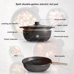 Elektrische Slowcooker - Multicooker Stoofpot - Gerechten Bereiden - Split Ontwerp - 3 Liter - Zwart — thumbnail 5