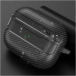 TPU Hoesje geschikt voor Apple AirPods Pro 3 | met Karabijnhaak | Carbon Textuur | Zwart — thumbnail 3