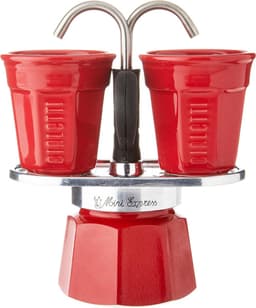 Mini Express Color, set espresso-apparaat 2 kopjes + 2 kopjes, aluminium, rood — thumbnail 4