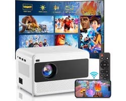 SnelShoppen - Projector 1080P met 16.000 Lumen, Native Resolutie, Elektrische Focus en Zoom, Ideaal voor Feest, Camping, Thuisbioscoop, Buiten, Kinder