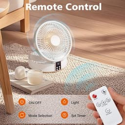 Tafelventilator met afstandsbediening, kleine bureauventilator, USB-oplaadbare ventilator, 3 snelheden, stil, krachtig, draagbaar, ideaal voor slaapkamer en thuis — thumbnail 3