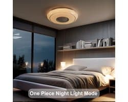 Plafondlamp met Luidspreker - Muziek Lamp - Verlichten en Muziek Afspelen - Art Deco Stijl - 48 watt - Wit