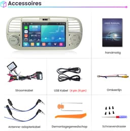 Cestovet Autoradio - Geschikt voor Fiat 500 2007 t/m 2015 - Apple CarPlay & Android Auto (Draadloos ) - LINUX - FM, USB, Bluetooth, SWC — thumbnail 2