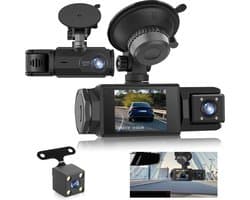 SnelShoppen - WiFi Dashcam voor Auto - 3-kanaals Draadloze Auto Camera, Full HD 1080P, 2” IPS-scherm, Nachtzicht, Bewegingsdetectie, Loopopname, Voor