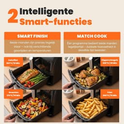 Heteluchtfriteuse Dubbel - Dubbele Kamer - Gezond Koken - Slimme Bereiding - 11 Liter - Zwart Zilver — thumbnail 3