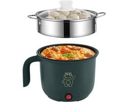 Elektrische Hot Pot - Mini Kookpan - Snelle Maaltijden - Met Stoompan - 18 Liter - Groen