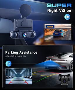 SnelShoppen - 4*Dashcam 2K voor Auto met Wifi, 1080P Achteruitrijcamera, 3-inch IPS Scherm, 24-uurs Parkeermonitoring, Nachtzicht, G-Sensor, 360-Grade — thumbnail 4