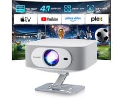 SnelShoppen - 4K Projector | Native 1080P | Smart Projector met Android 14 | WiFi6 & Bluetooth 5.4 | Portable met Elektronische Focus & Automatische C