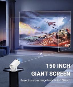 SnelShoppen - 1080P Mini Projector Draadloos, 270° Verstelbaar, Draagbare Filmprojector voor Android Telefoon, USB TV Stick, Laptop, 8000LM 150-inch S — thumbnail 2