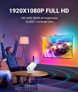 SnelShoppen - 1080P Mini Projector Draadloos, 270° Verstelbaar, Draagbare Filmprojector voor Android Telefoon, USB TV Stick, Laptop, 8000LM 150-inch S — thumbnail 5