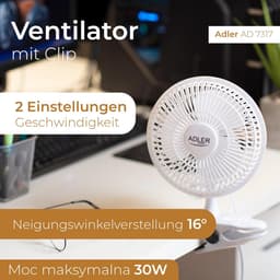 Ventilator met Clip en Voet – 2 Snelheden – Kantelbaar – Compacte Bureauventilator 15 cm 30W — thumbnail 3