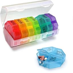 Haofy Medicijncontainer 28 compartimenten Verzegelde draagbare opbergdoos voor 7 dagen Handig medicijnbeheer voor dagelijks gebruik (transparant zeven kleuren) — thumbnail 3