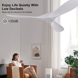 Modenuit Plafondventilator – 132 cm – Zonder Verlichting – ABS – Wit – Met Afstandsbediening en Timer — thumbnail 5
